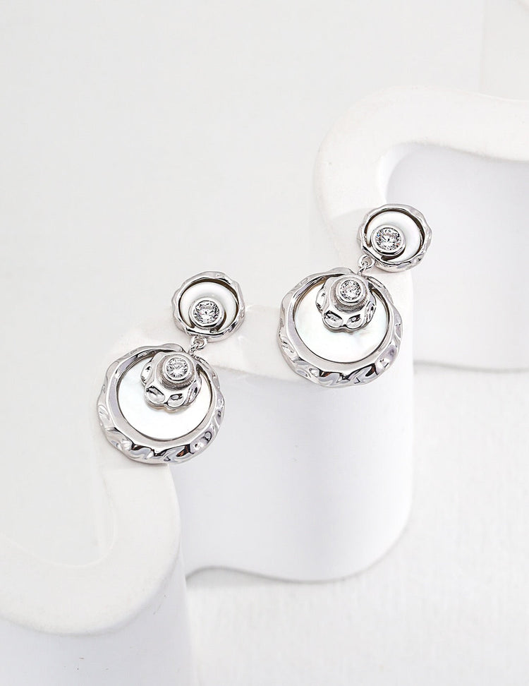 Minimalist Round Zircon Drop Earrings-2