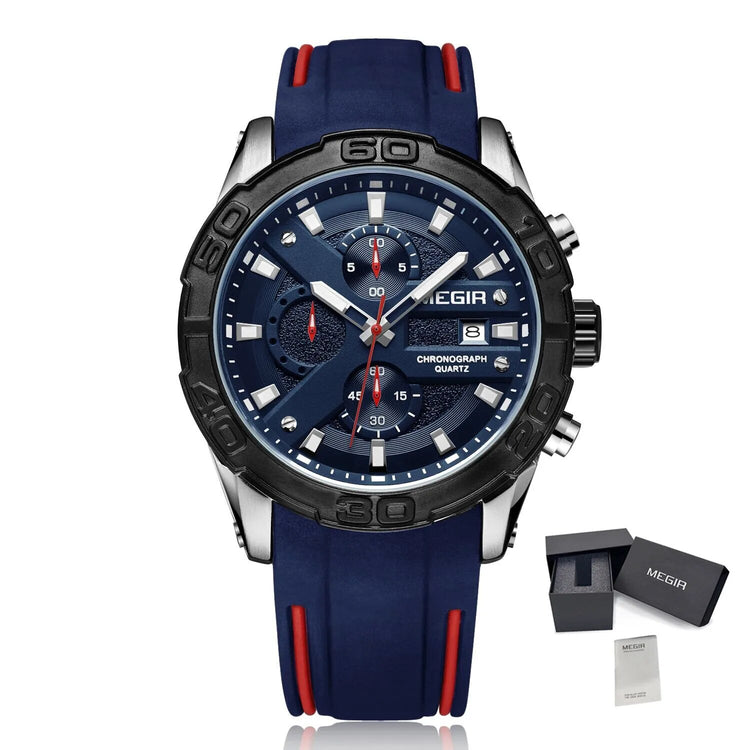 MEGIR Fashion Sport Watches for Men Top Brand Military Quartz Wristwatch Calendar Male Clock Chronograph Montre Homme 2055-17