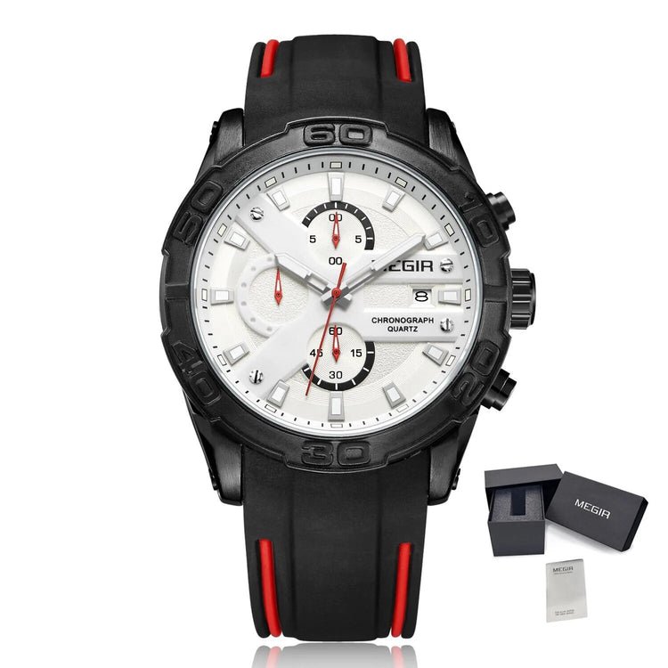 MEGIR Fashion Sport Watches for Men Top Brand Military Quartz Wristwatch Calendar Male Clock Chronograph Montre Homme 2055-16