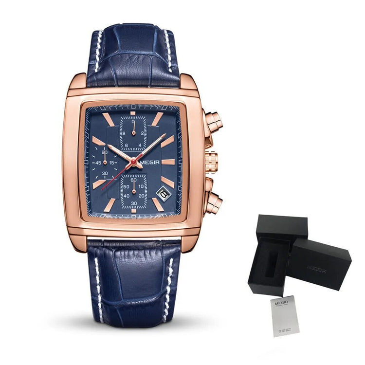 MEGIR Watch Men Business Wristwatch Rectangle Quartz Military Watches Waterproof Luminous Leather Casual Moda Clock Reloj Hombre-16