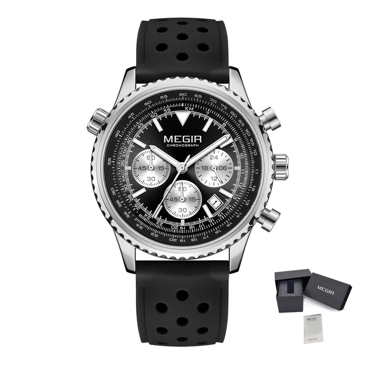 MEGIR Luxury Watches Men Fashion Silicone Band Quartz Military WristWatch Waterproof Big Dial Sport Chronograph with Date Clock-16