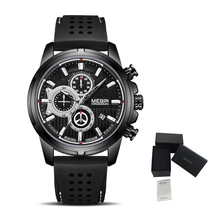 MEGIR Brand Luxury Sport Quartz Watch Silicone Chronograph Men Wristwatches Waterproof Male Calendar Clock Wrist Watch 2101-17
