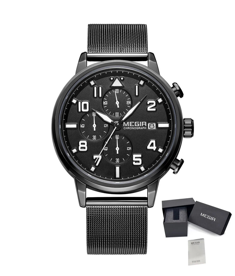 MEGIR Luxury Watches for Mens Casual Business Quartz Wrist Watch Calendar Date Man Clock Chronograph Relogio Masculino 2157-18