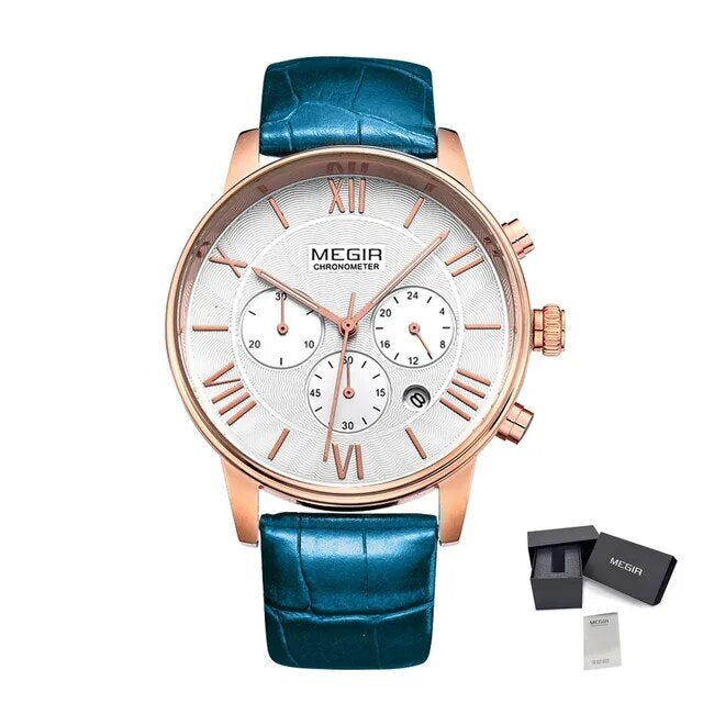 MEGIR Brown Retro Sports Quartz Men&
