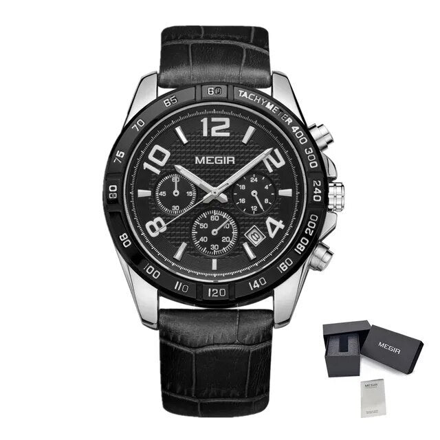 MEGIR Men Watch Top Brand Luxury Quartz Watches Waterproof Calendar Sport Wristwatch Leather Man Clock Chronograph Reloj Hombre 2014-11