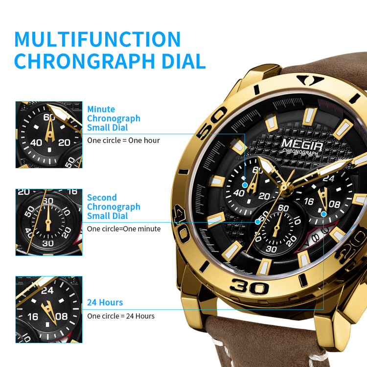 MEGIR Men Watches Brand Luxury Sports Quartz Chronograph Men&
