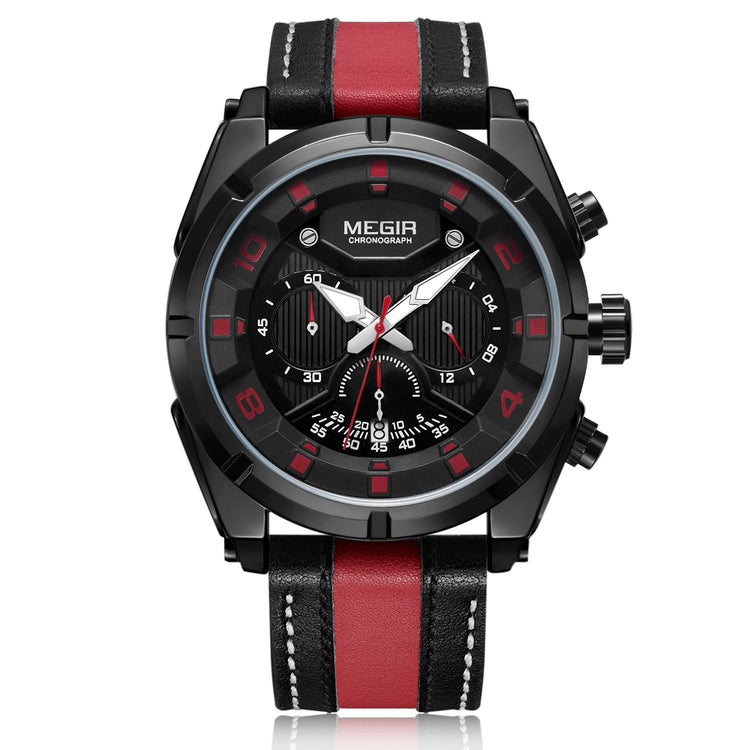 MEGIR Chronograph Sport Watch Men Quartz Wristwatches Clock Fashion Leather Army Military Watches Hour Time Relogio Masculino-6