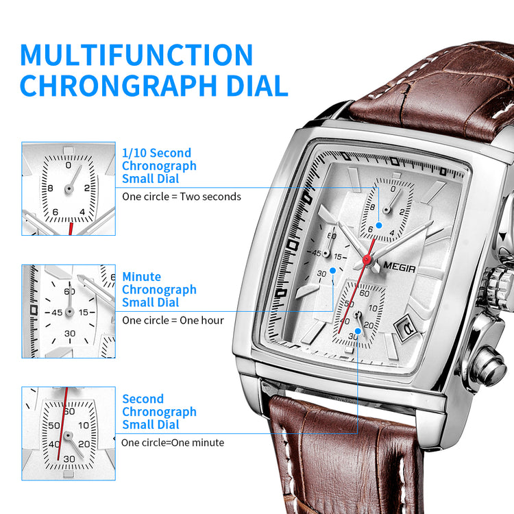 MEGIR Watch Men Business Wristwatch Rectangle Quartz Military Watches Waterproof Luminous Leather Casual Moda Clock Reloj Hombre-13