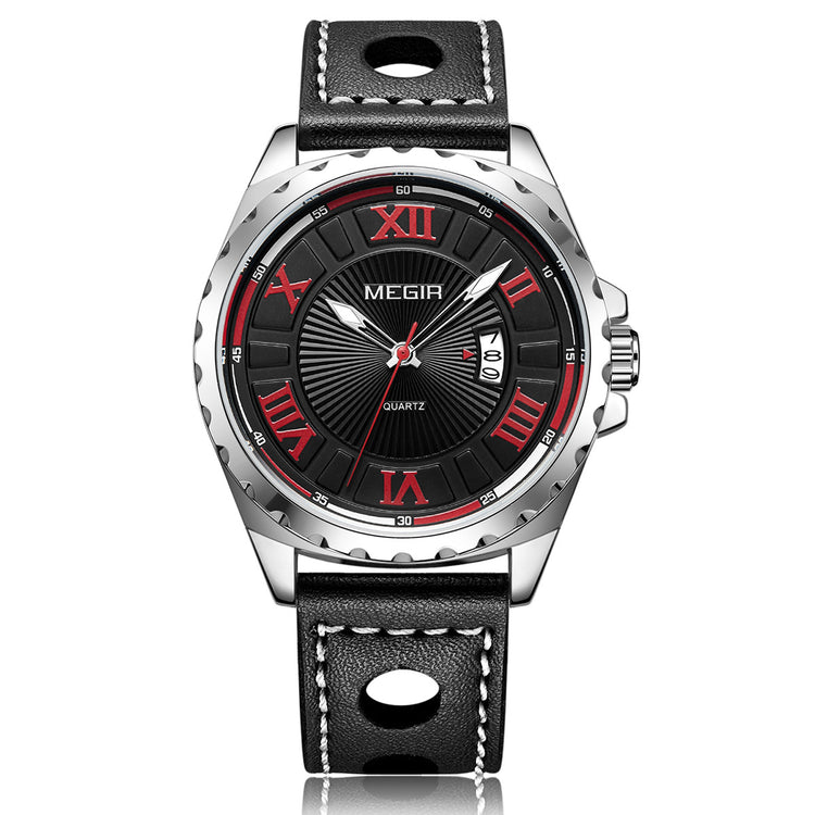 MEGIR Sport Men Watch Top Brand Leather Quartz Watches Man Clock Time Fashion Military Wristwatches Calendar Reloj Hombre 1019-8