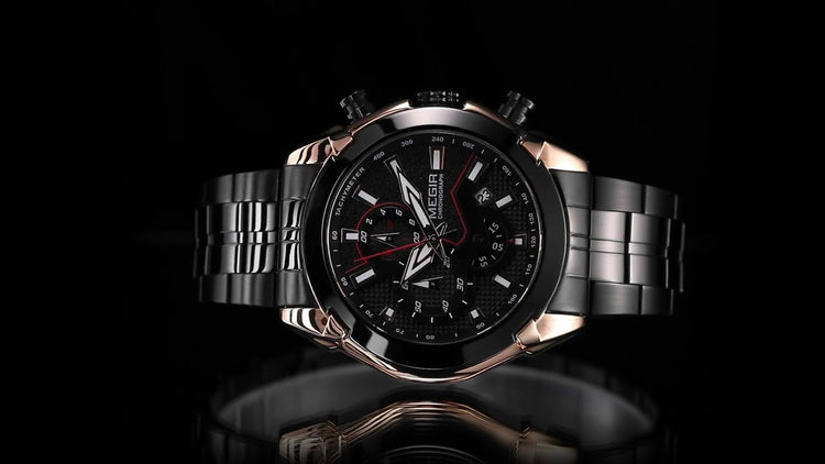MEGIR Fashion Men Watches Luxury Business Watch for Men Stainless Steel Quartz Wrist Watch Calendar Date Clock Reloj Hombre 2065-15