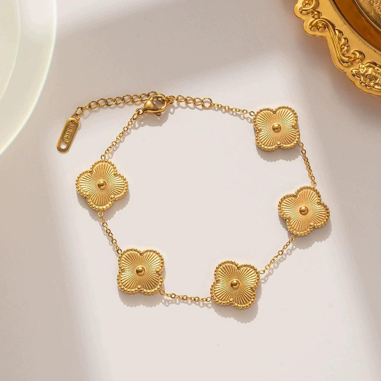 Golden Clover Flower Bracelet-1