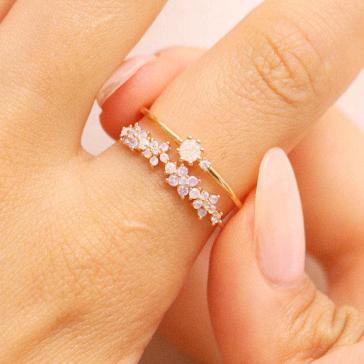Moonstone Flower Double Layered Ring-1