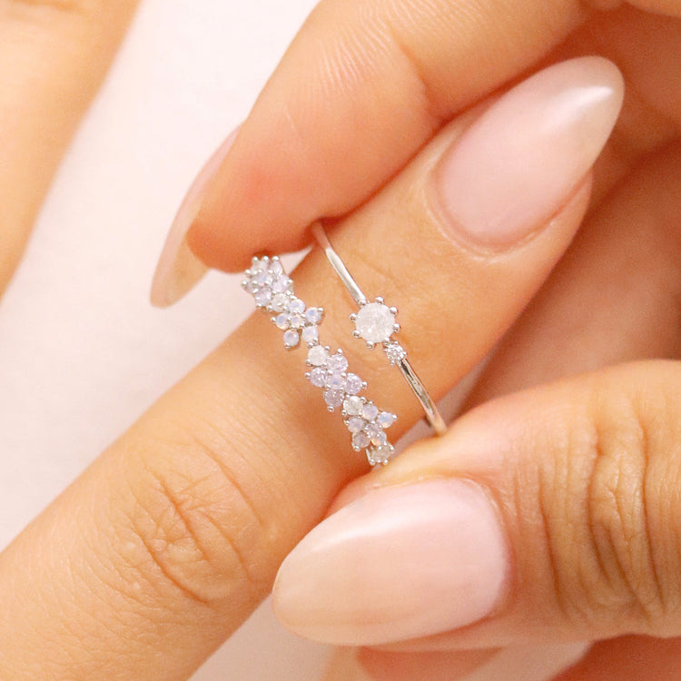 Moonstone Flower Double Layered Ring-2