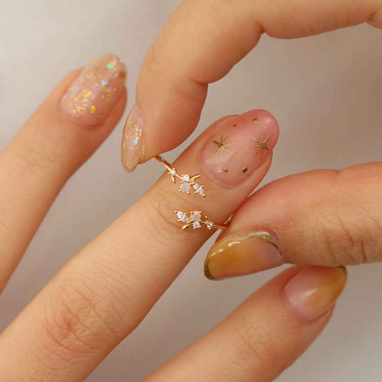 Rose quartz branch ring-3