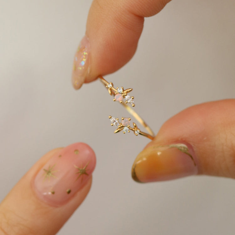 Rose quartz branch ring-4