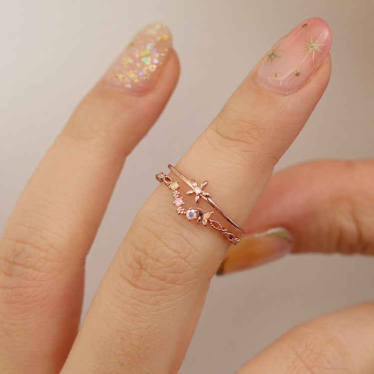 Double pastel flower ring-3