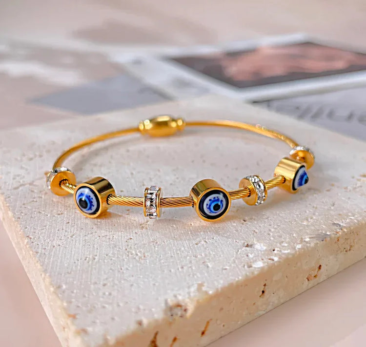 Golden Evil Eye Cable Bracelet-3