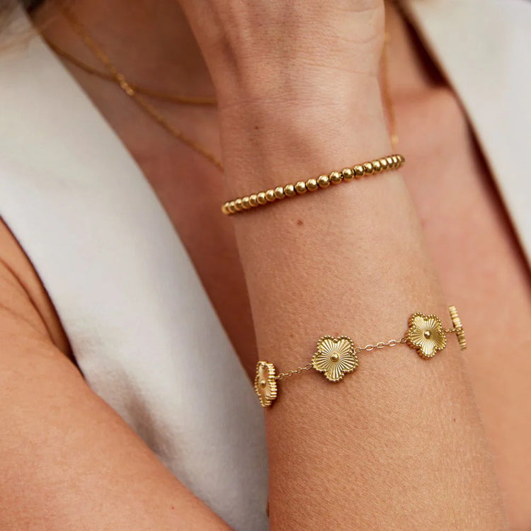Golden Clover Flower Bracelet-3