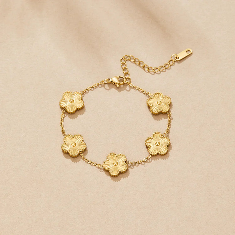 Golden Clover Flower Bracelet-4