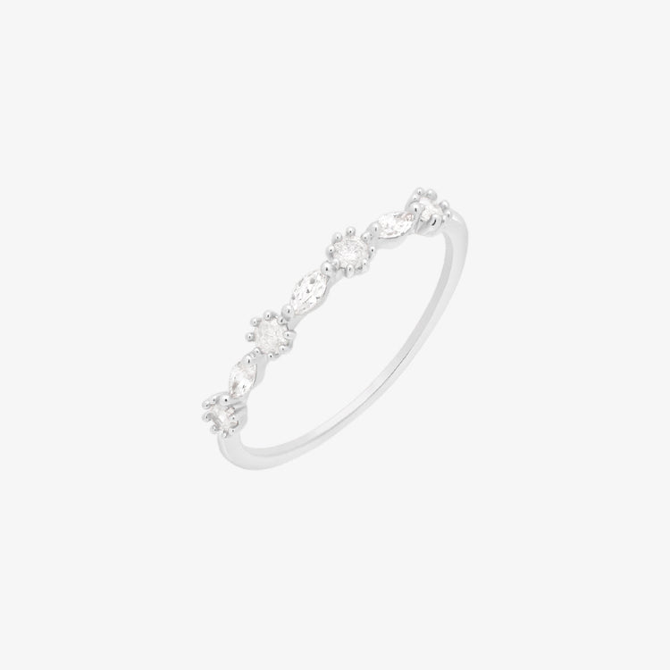 White Cubic oval circle ring-1