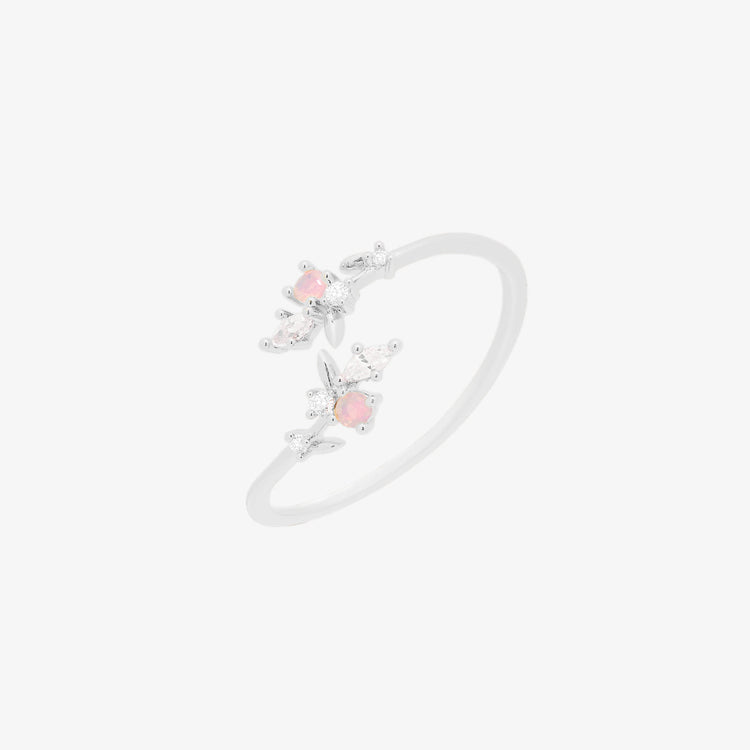 Rose quartz branch ring-5