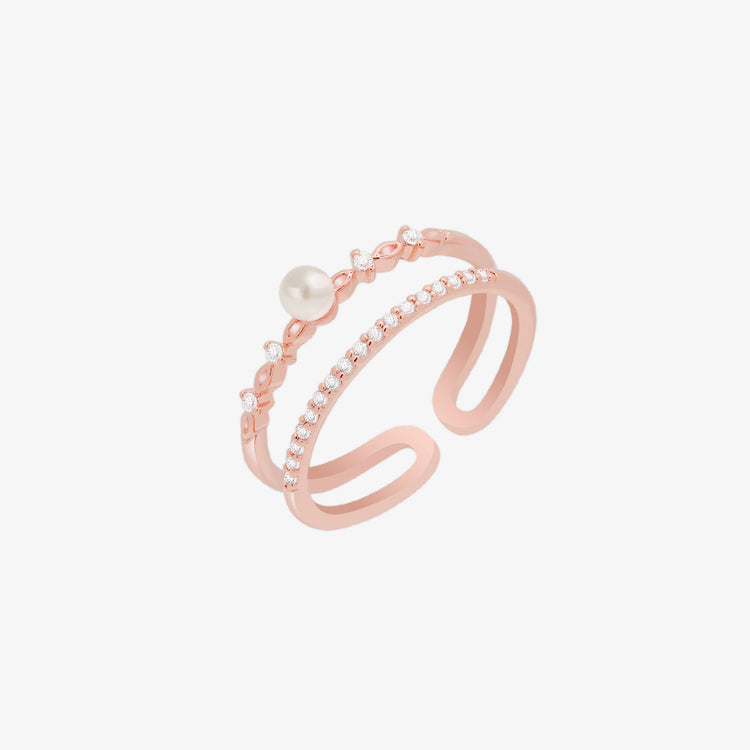 Enhance your elegance with our pearl double layered ring for women. A chic blend of classic pearls and modern design, perfect for daily wear or gifting.