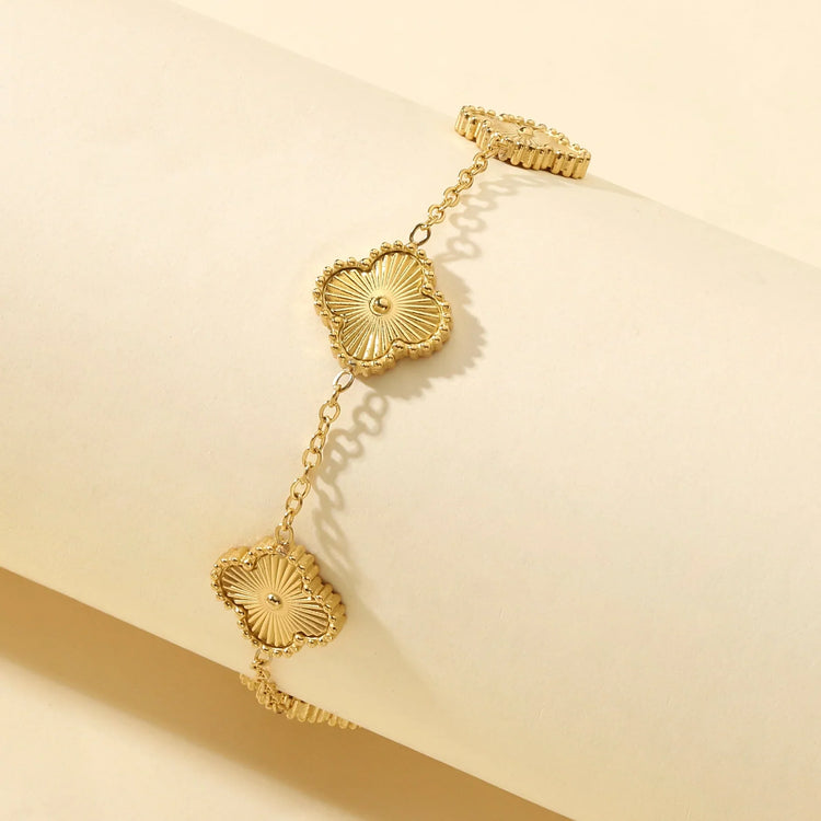 Golden Clover Flower Bracelet-2