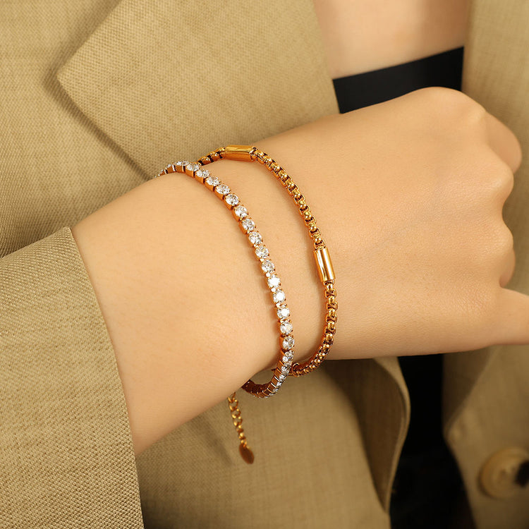 Elegant Double-Layer Diamond Bracelet-4