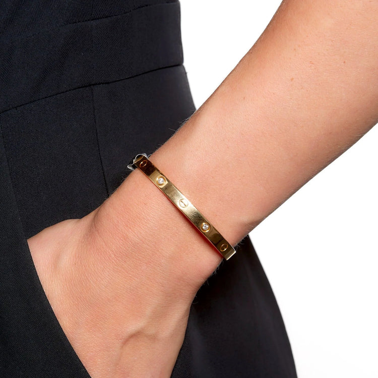 Elegant Diamond Screw Bangle Bracelet-2