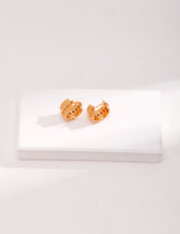 Gold Bead Huggie Hoops Earring-2