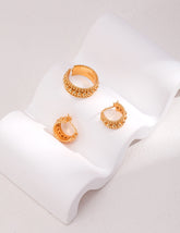 Gold Bead Huggie Hoops Earring-3