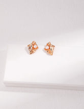 Wave Geometric Pearl Stud Earrings-1