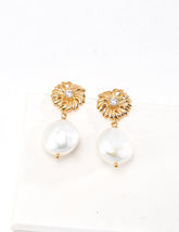 Zircon Pearl Drop Earrings-1