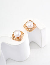 Minimalist Pearl Stud Earrings-0