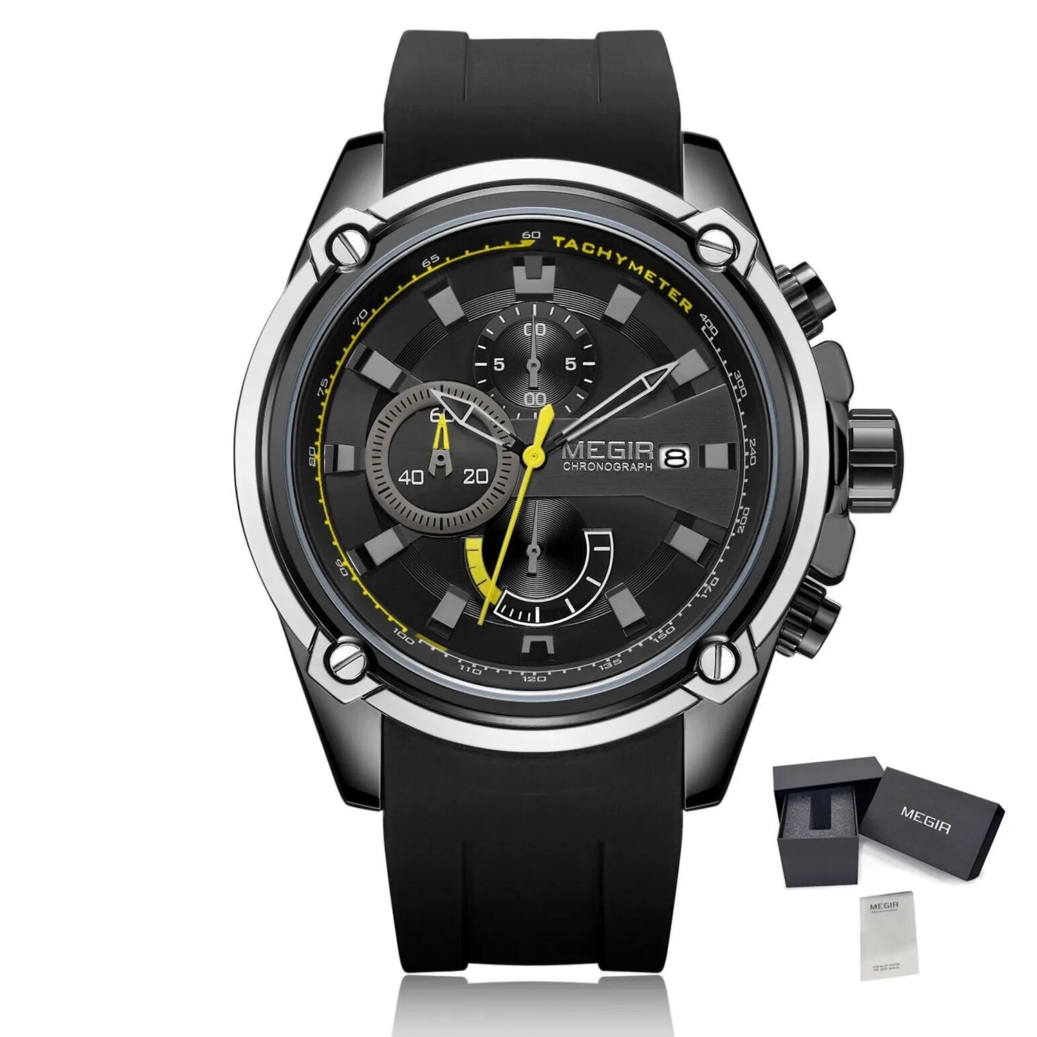 MEGIR Reloj Hombre Original Luxury Chronograph Men Sport Silicone Date Quartz Watches Waterproof Wristwatch Relogio Masculino-16
