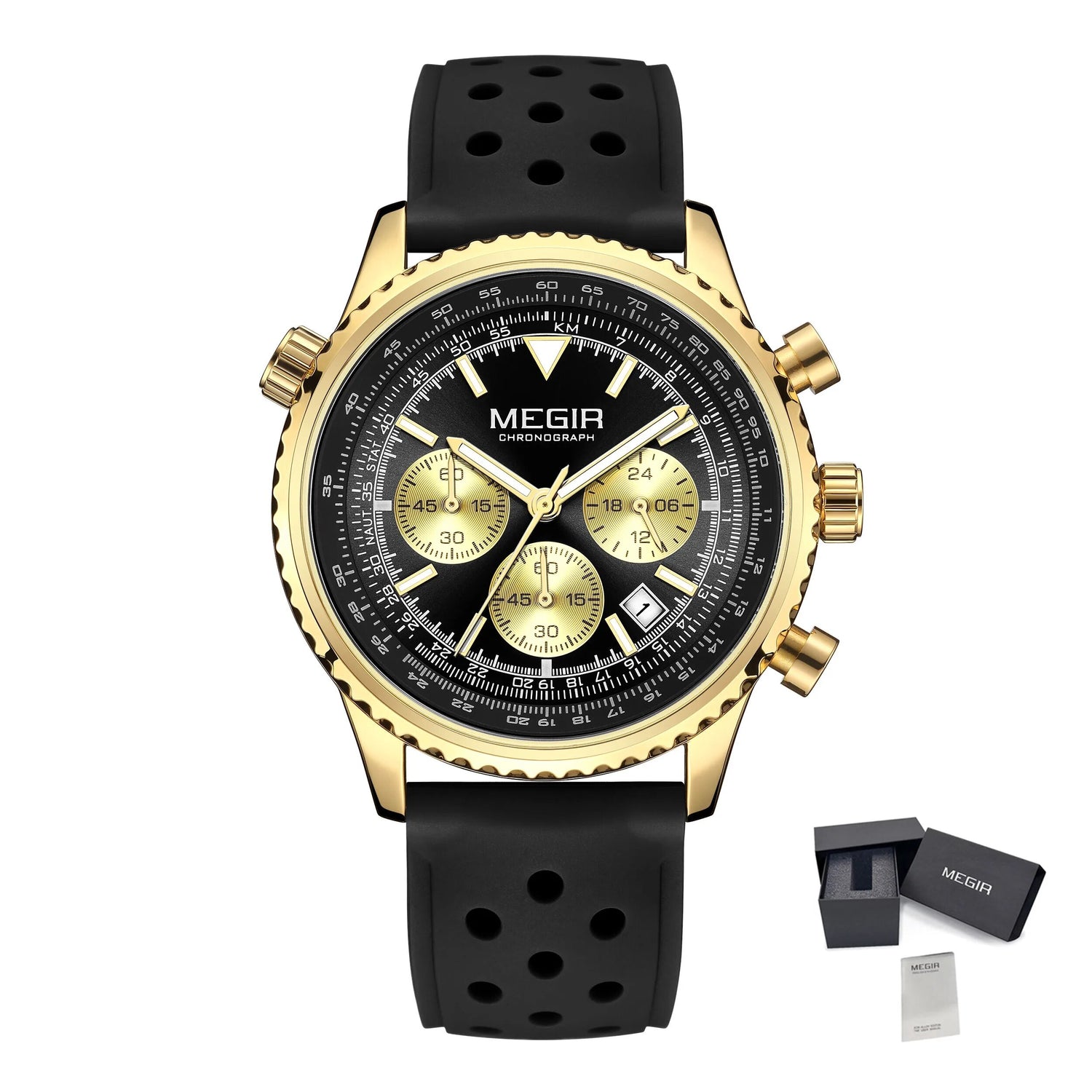 MEGIR Luxury Watches Men Fashion Silicone Band Quartz Military WristWatch Waterproof Big Dial Sport Chronograph with Date Clock-13