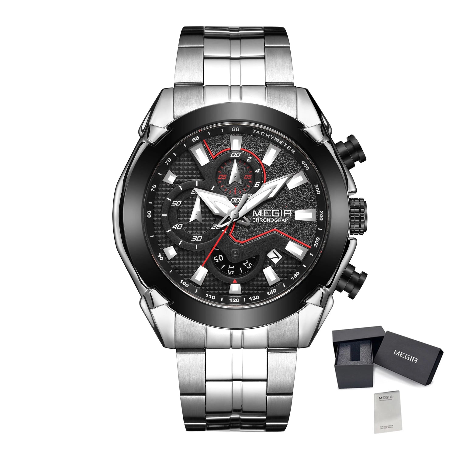 MEGIR Fashion Men Watches Luxury Business Watch for Men Stainless Steel Quartz Wrist Watch Calendar Date Clock Reloj Hombre 2065-17