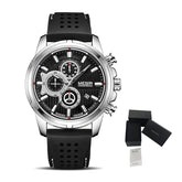 MEGIR Brand Luxury Sport Quartz Watch Silicone Chronograph Men Wristwatches Waterproof Male Calendar Clock Wrist Watch 2101-15