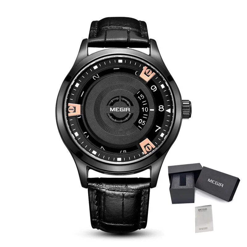 MEGIR Mens Watches Top Brand Luxury Leather Sport Military Watches Male Clock Waterproof Fashion Casual Quartz Wristwatch 1067-9