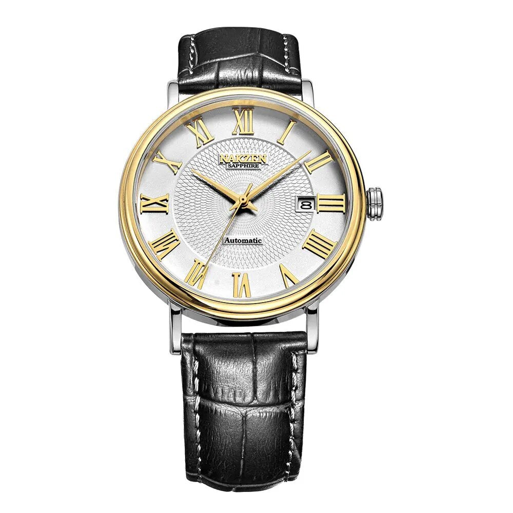 NAKZEN Men Classic Automatic Mechanical Watches Brand Luxury Man Stainless Steel Wristwatch Clock Relogio Masculino Miyota 9015-9