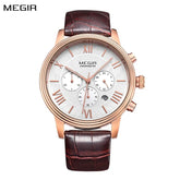 MEGIR Brown Retro Sports Quartz Men&