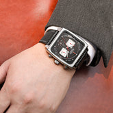 MEGIR 2022 Analogue Watch Men Top Brand Fashion Luxury Rectangle Quartz Military Watches Waterproof Luminous Leather Strap-4