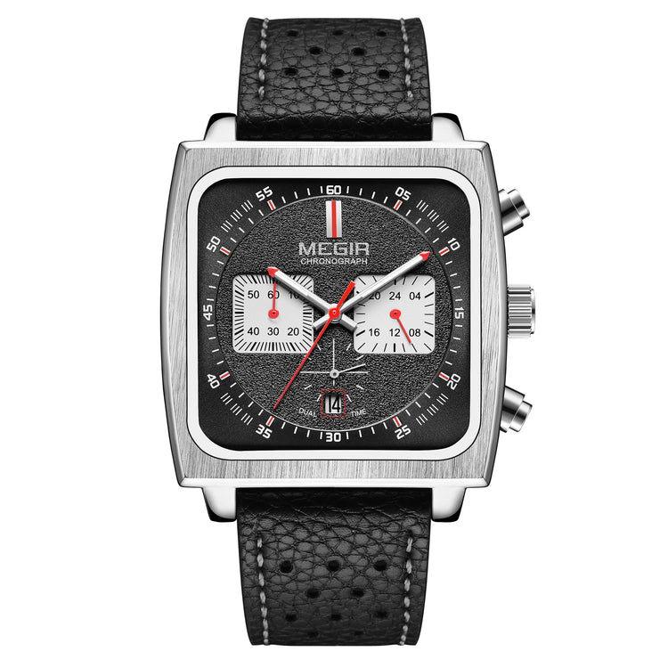 MEGIR 2022 Analogue Watch Men Top Brand Fashion Luxury Rectangle Quartz Military Watches Waterproof Luminous Leather Strap-1