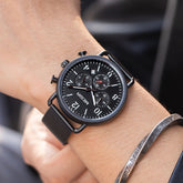MEGIR Fashion Mens Watches Luxury Sport Quartz Wrist Watch Steel Mesh Business Casual Watches Calendar Leather Band Man Clock-4