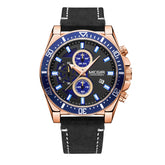 MEGIR Fashion Watches for Men Leather Strap Sport Military Wristwatch Man Quartz Watch Waterproof Chronograph with Calendar 2132-11