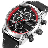 MEGIR Fashion Mens Watches Waterproof Luminous Sports Wrist Watch Man Leather Chronograph Quartz Wristwatch Reloj Hombre 2104-8