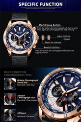 MEGIR Sports Watches for Mens Luxury Quartz Clock Chronograph Leather Fashion Casual Wristwatch Army Military Watch Reloj Hombre-9