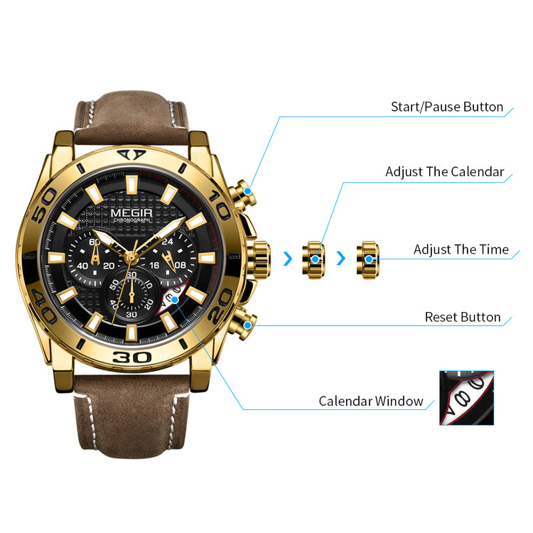 MEGIR Men Watches Brand Luxury Sports Quartz Chronograph Men&