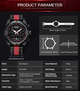 MEGIR Chronograph Sport Watch Men Quartz Wristwatches Clock Fashion Leather Army Military Watches Hour Time Relogio Masculino-8