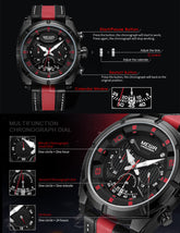 MEGIR Chronograph Sport Watch Men Quartz Wristwatches Clock Fashion Leather Army Military Watches Hour Time Relogio Masculino-9